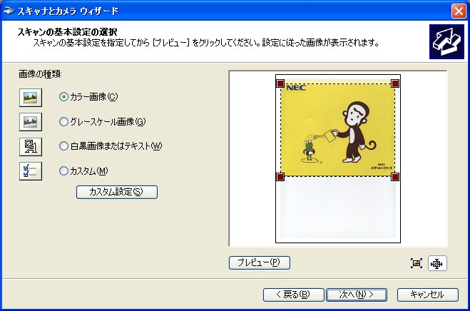 スキャンの基本設定の選択(プレビュー後)